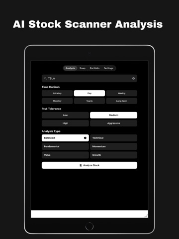 AI Stock Scanner Analysis iPad screenshot