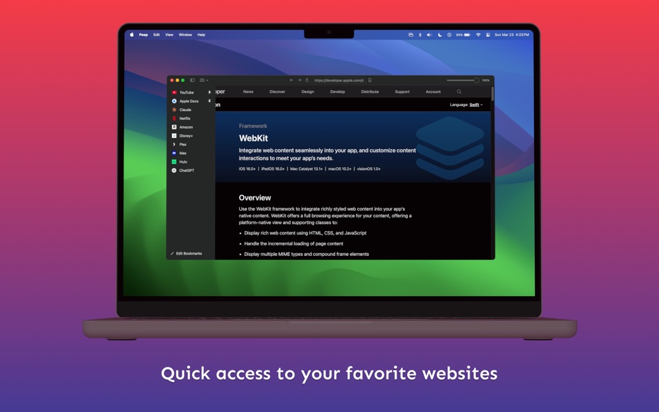 #3. Peep - PiP Browser (macOS) 由: Corey Walo