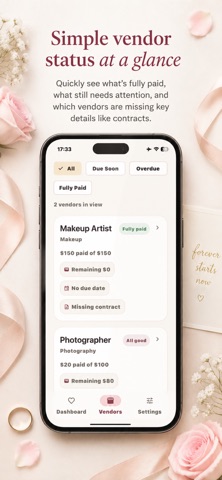 Wedding Vendor Tracker screenshot