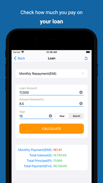 Financial Calculator Loan, SIP Screenshot