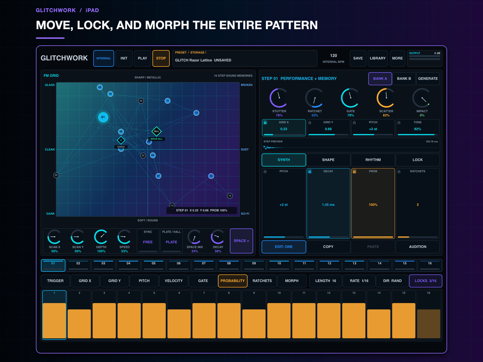 Move, lock, and morph controls in Glitchwork