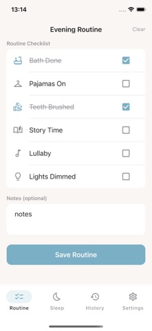 Bassinet Sleep Log screenshot