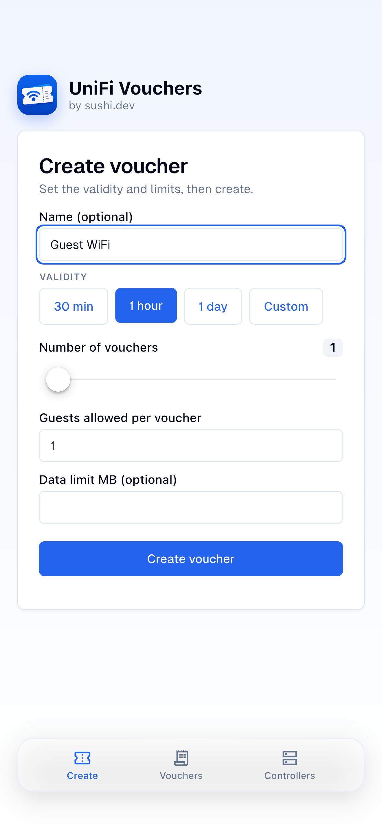 WiFi Vouchers for UniFi screenshot 2