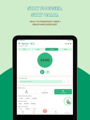 Sprout: Smart ADHD Task App iPad screenshot