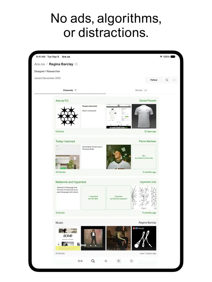 Are.na iPad screenshot 2