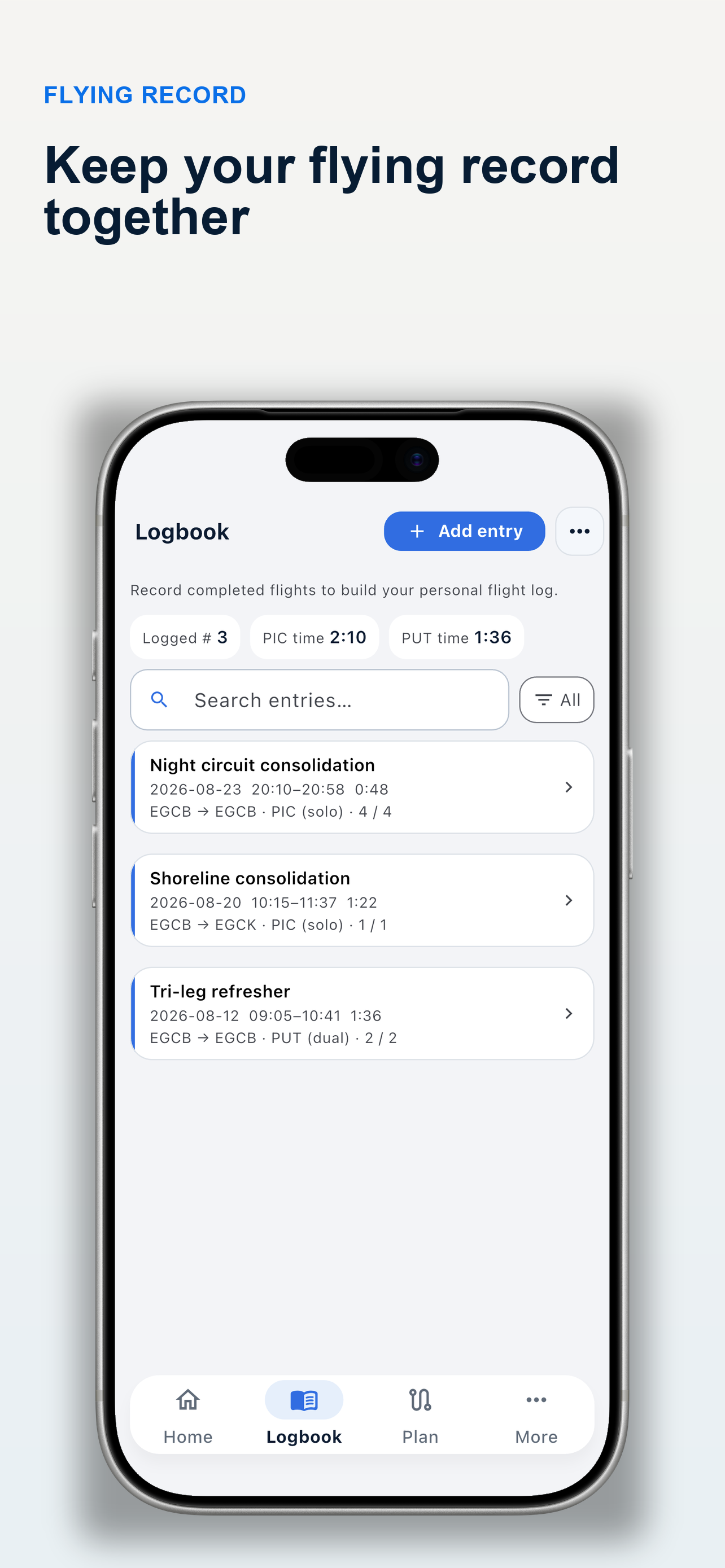 VFR Wise Logbook & PLOG screenshot 2