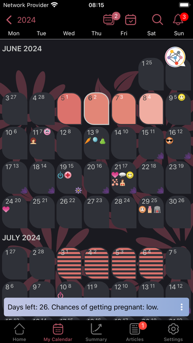 WomanLog Pro Calendar Screenshot