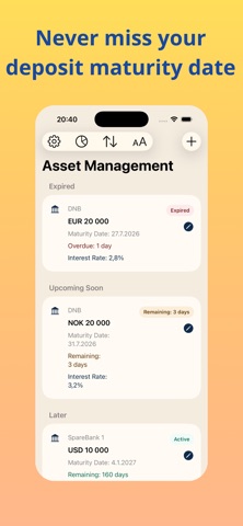 Deposit & Asset Tracker Screenshot 1 of 4