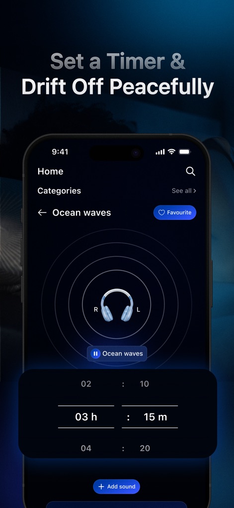 White Noise: Relax & Sleep - This tool features an intuitive timer function, enabling users to set specific durations in hours and minutes for sounds like 'Ocean waves' to fade out gently.