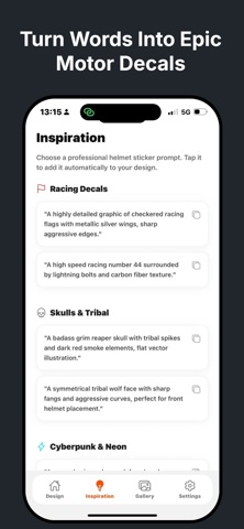 AI Helmet Sticker Design Maker iPhone screenshot