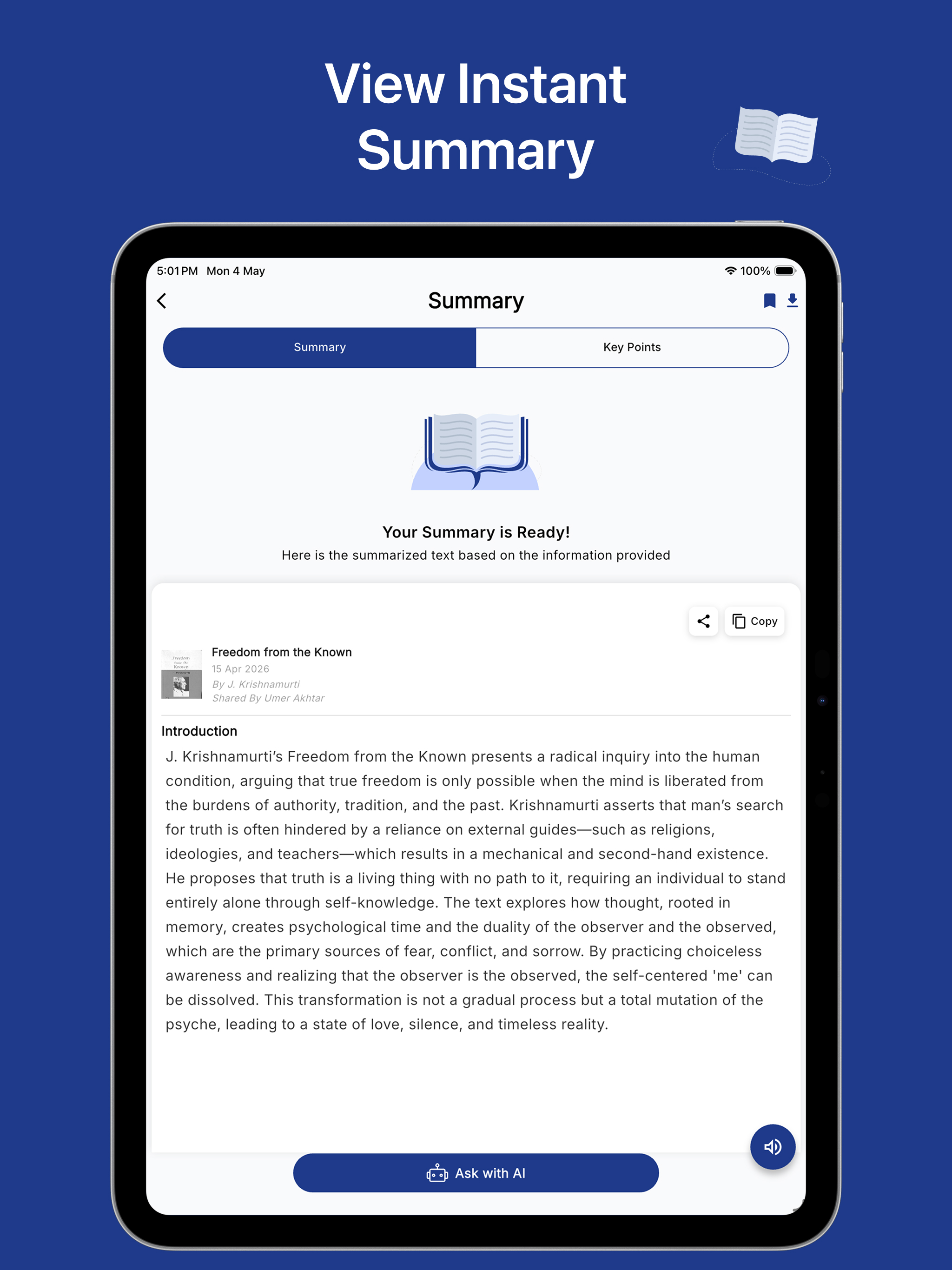 Summio AI: Book Summary & chat