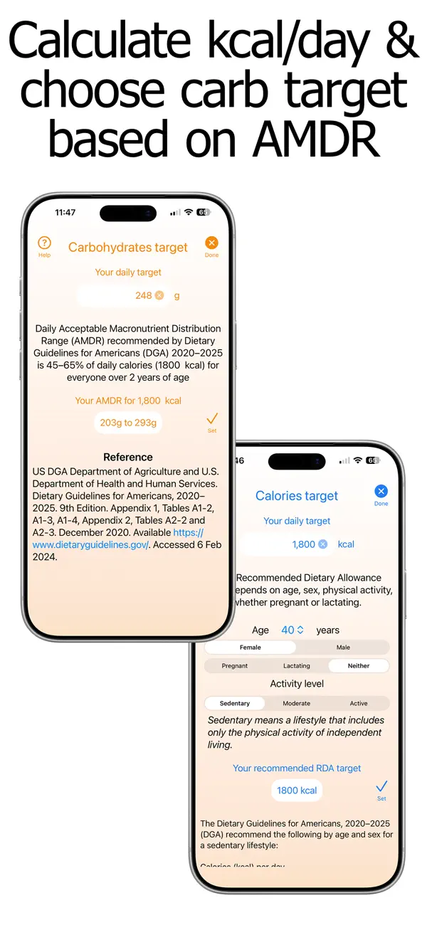 Screenshot #1 pour Carb Counter and Tracker
