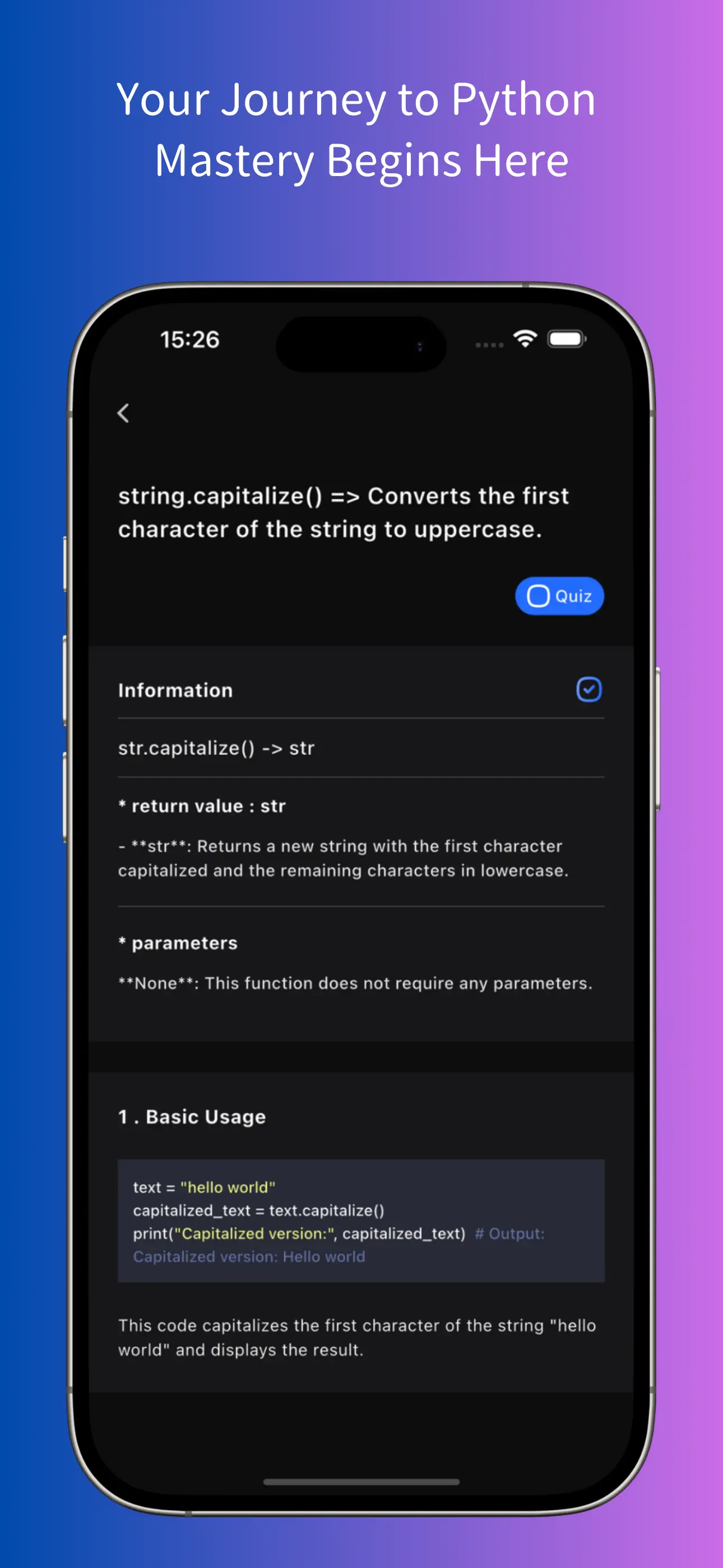 #8. Python Note:Quiz & Methods (iOS) โดย: Taehyeok Lee