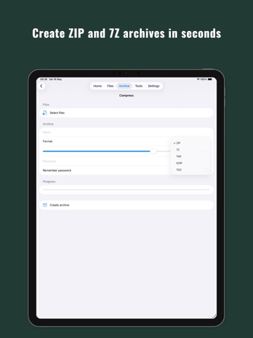 Zip RAR 7z: TextAdviser iPad screenshot