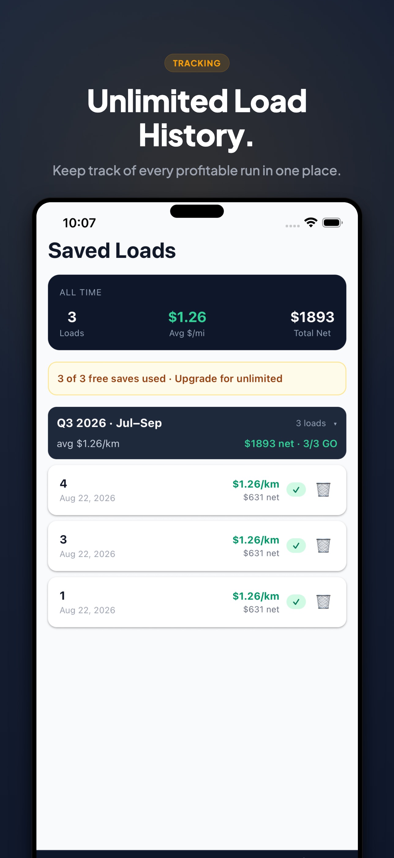 Screenshot 1 of Trucker Calc – Profit Per Load