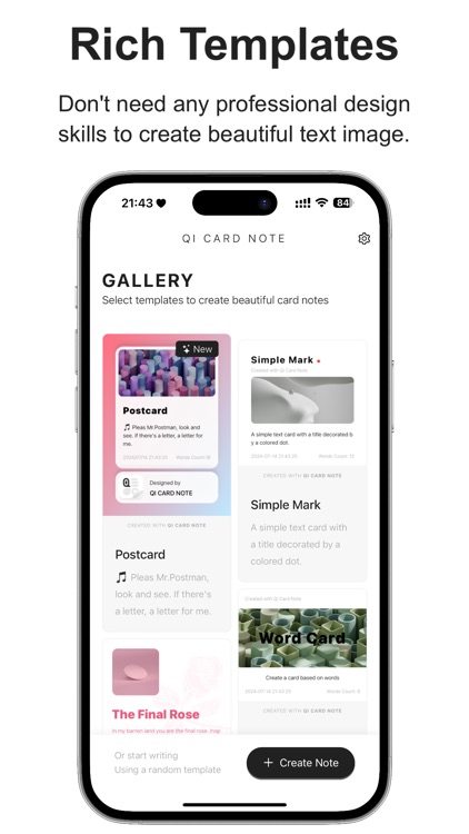 Qi Card Note: Post & Carousel
