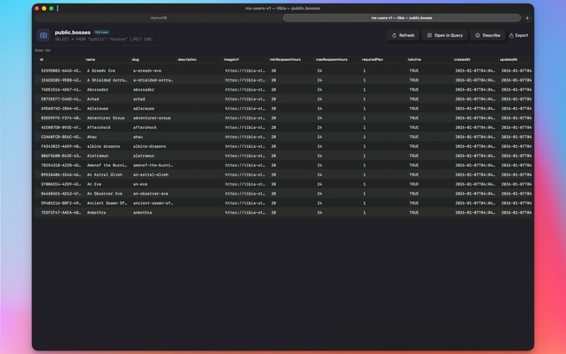 HarborDB screenshot