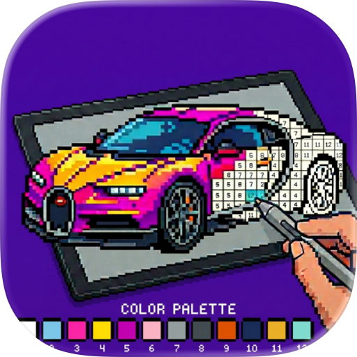 Supercars Pixel Coloring Art