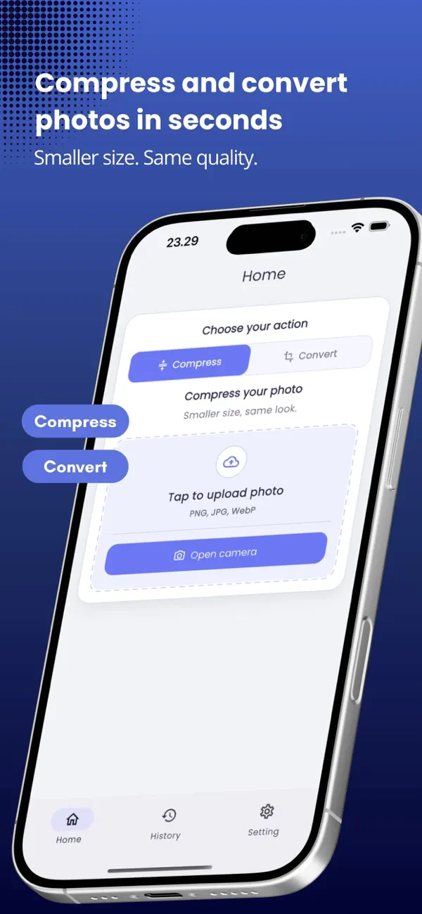 Screenshot #1 pour PixLean – Image Compressor