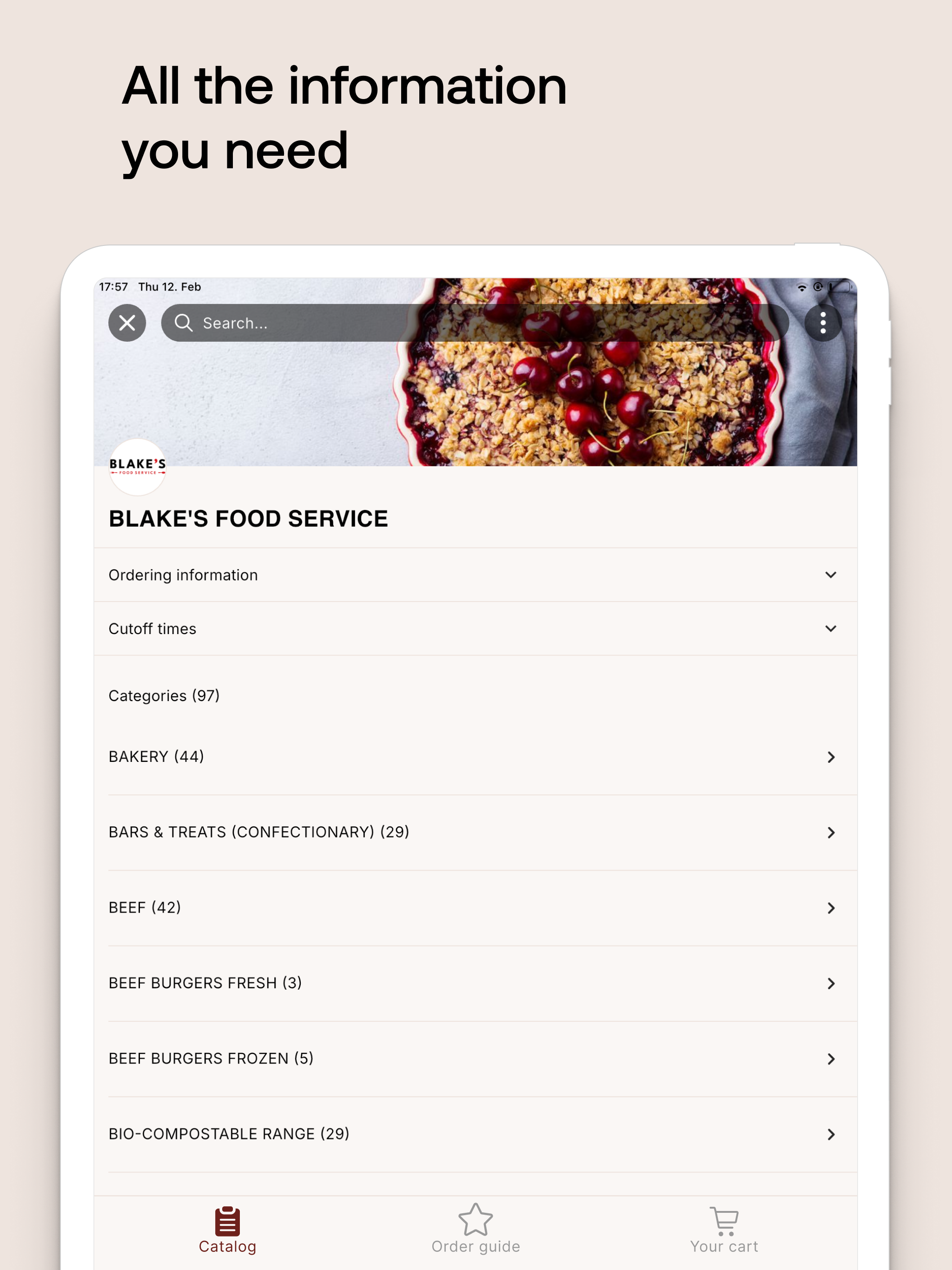 Blake's Food Service Ordering