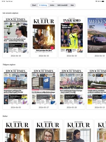 Svenska Epoch Times e-tidning iPad screenshot 1