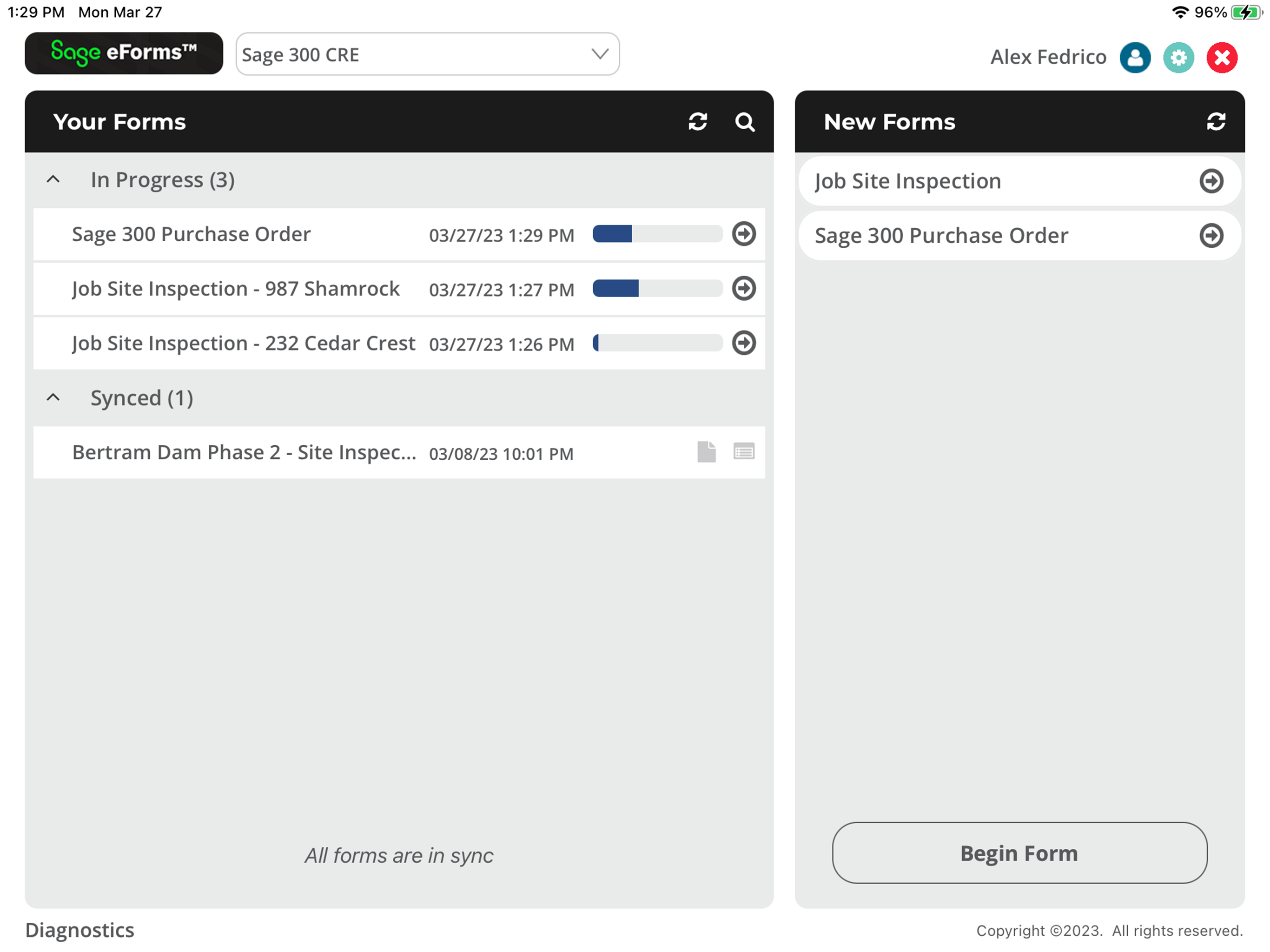 Sage Paperless Const. eForms screenshot 2