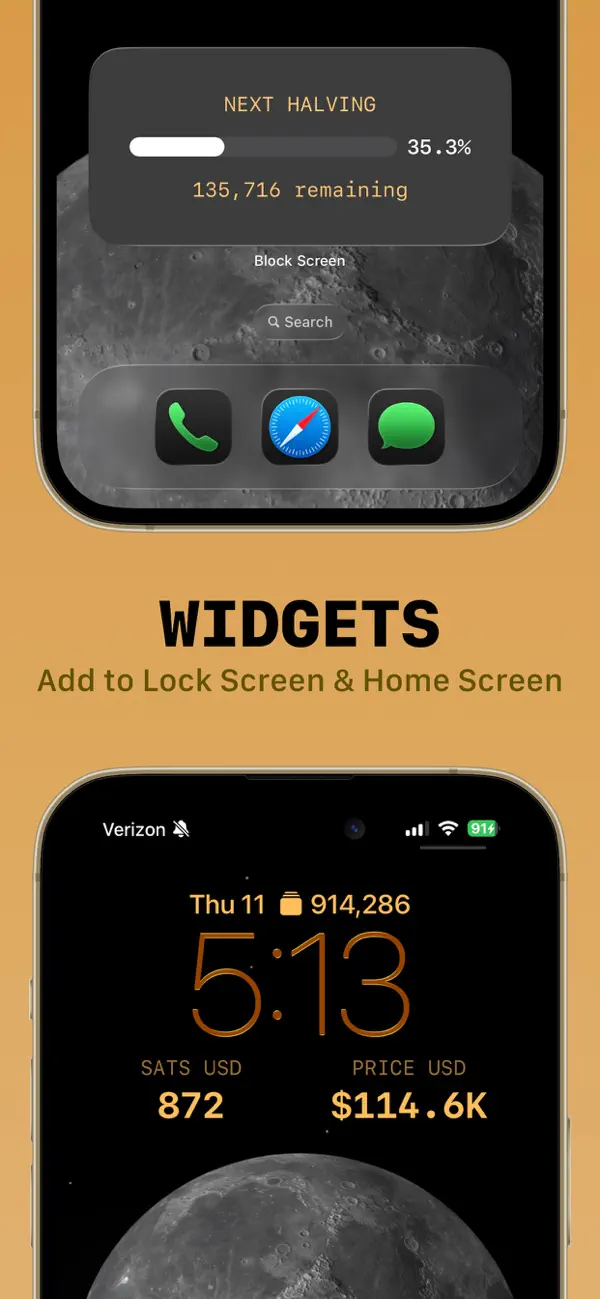Block Screen: Bitcoin Widgets iPhone App Screenshot 2 – Finanzen