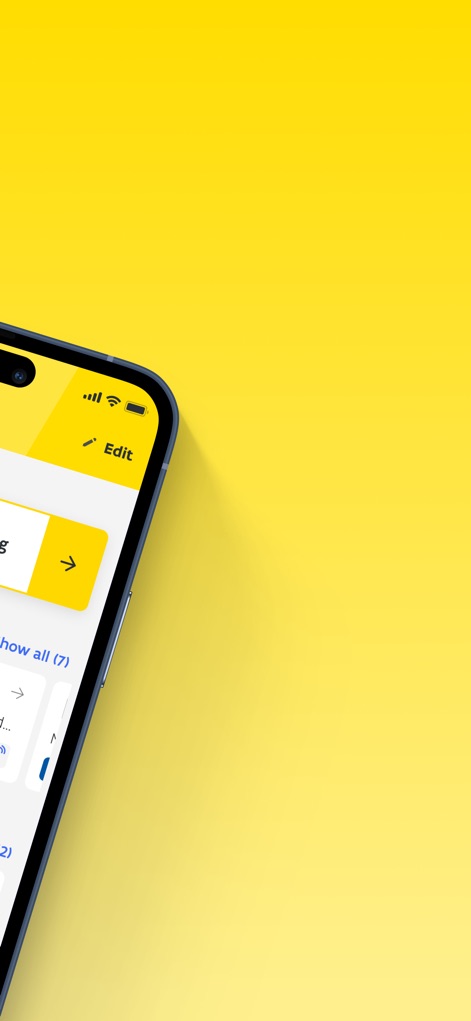 De Lijn - Observe the app's clean and modern interface, highlighted by the vibrant brand yellow and minimalist design for an uncluttered user experience.