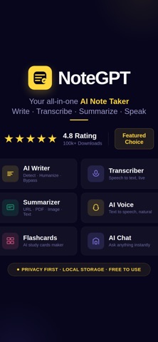 NoteGPT AI Note Taker Summary Screenshot 1 of 7