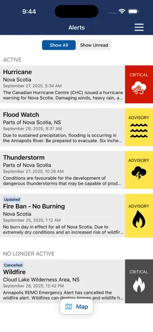 Nova Scotia Emergency Alert iPhone screenshot 2