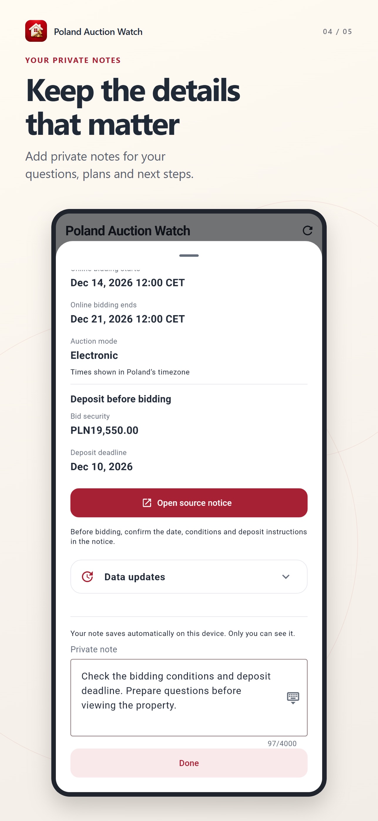 Screenshot 4 of Poland Auction Watch