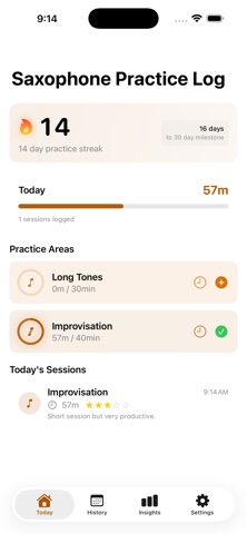 Saxophone Practice Log のスクリーンショット