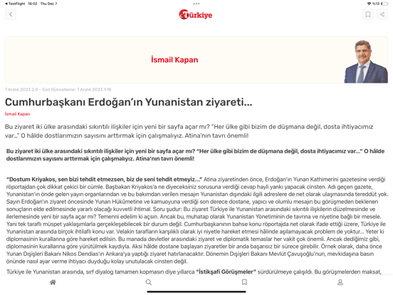 Turkiye Gazetesi iPad screenshot 5 - News app