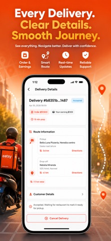 Eatsy CR: Rider Food Delivery iPhone screenshot