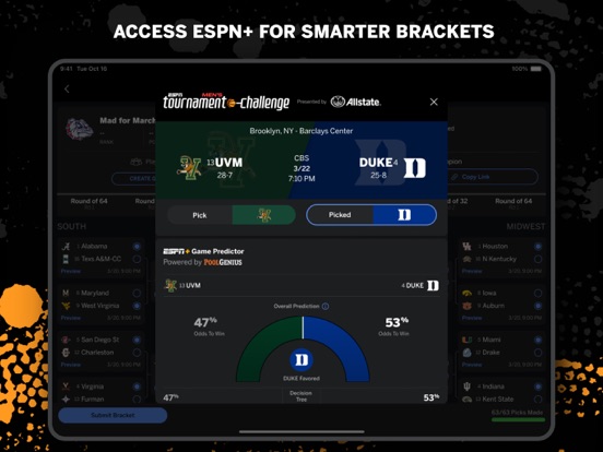 ESPN Tournament Challenge iPad app afbeelding 6