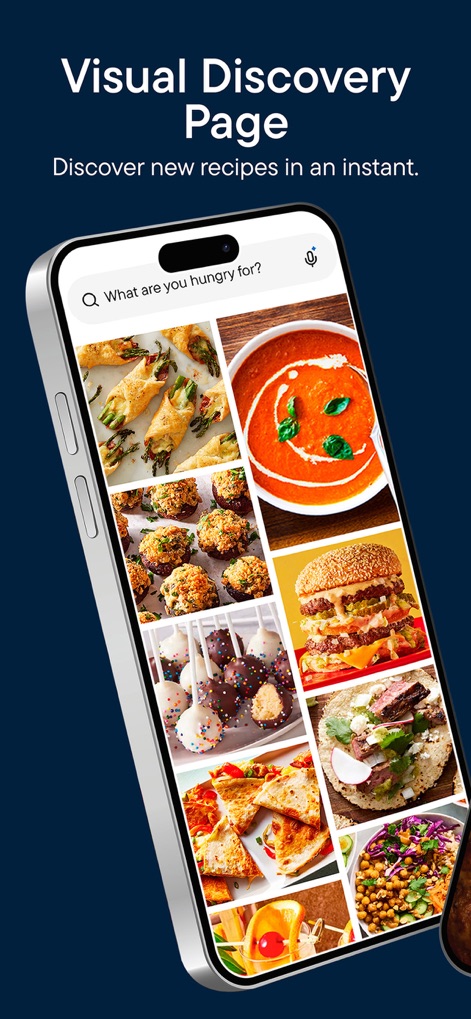 Delish: Original Fun Recipes - Users can instantly discover new culinary ideas through the photo-first grid layout and the intuitive search bar.