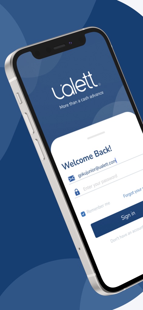 Ualett - La pantalla de inicio de sesión de la aplicación permite a los usuarios acceder con su campo de correo electrónico y un botón claro para "Sign in", facilitando un acceso eficiente.