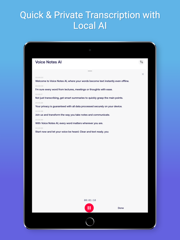 Screenshot #4 pour Voice Notes AI Live Transcribe