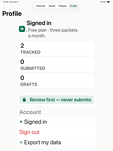 AppliedToday: Job Tracker iPad screenshot