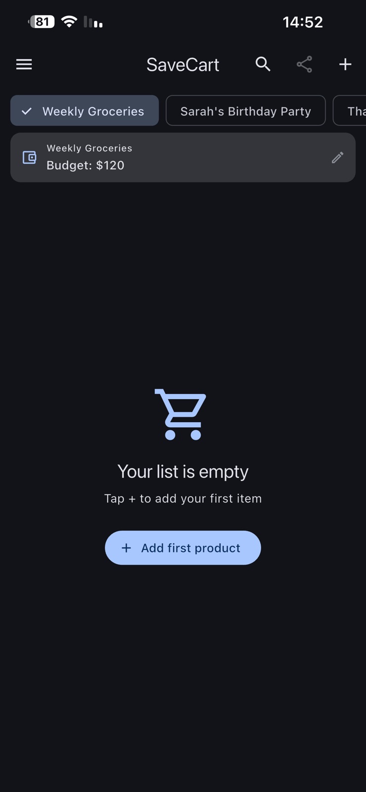 SaveCart iphone screenshot 1