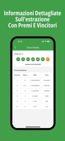 SuperEnalotto Lottery App iPhone screenshot