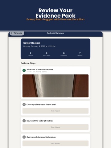 Water Damage Report Photo Docs iPad screenshot