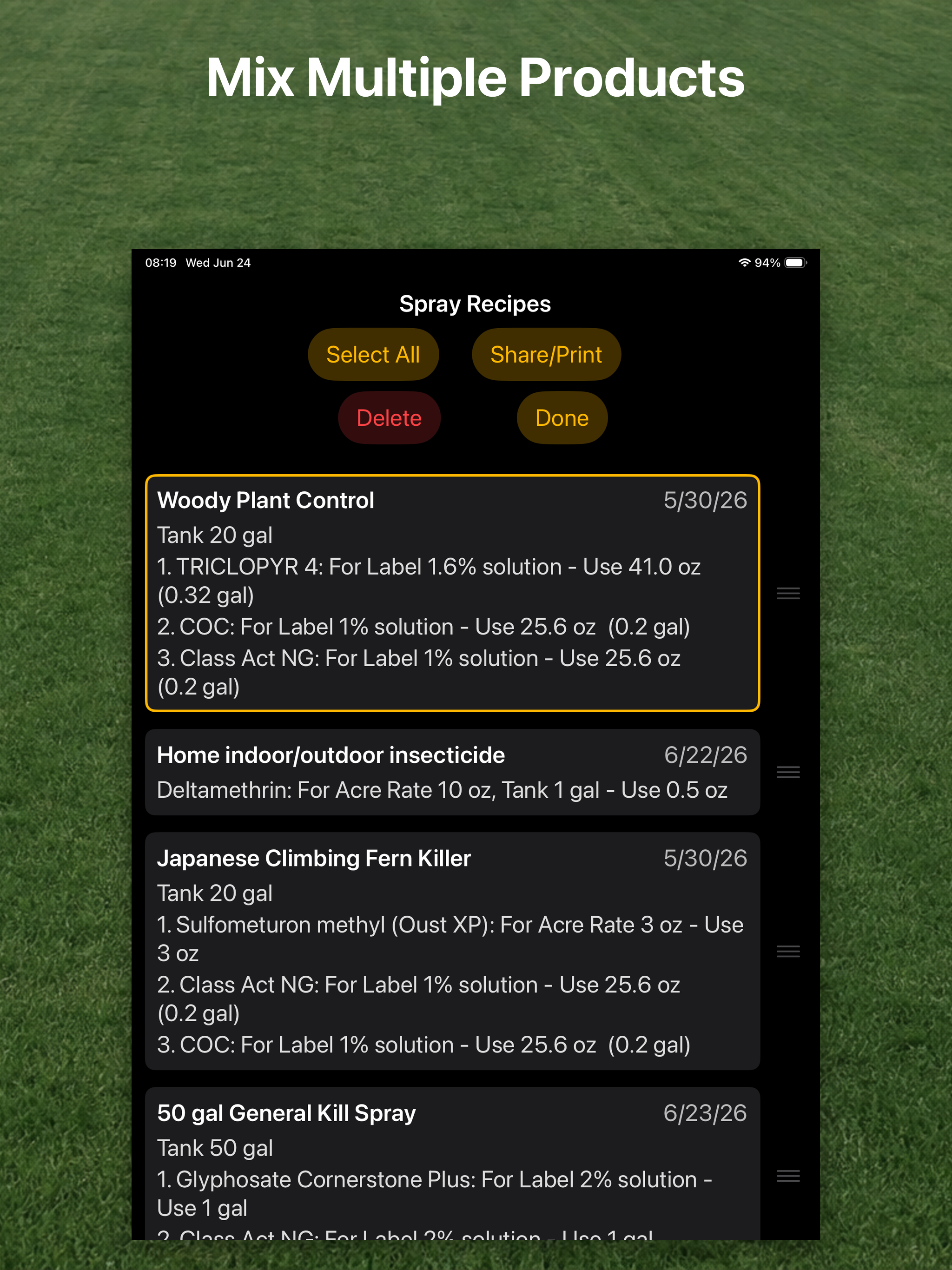 Spot Spray Tank Mix Calculator