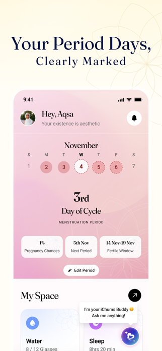 iChums - Period Tracker Screenshot 1 of 7