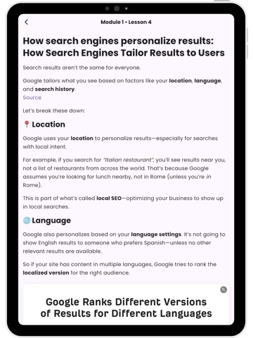 Learn SEO - Complete Course iPad screenshot