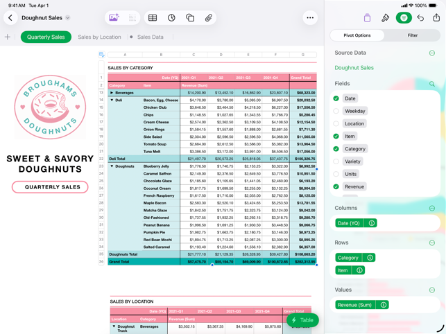 Numbers: Erstelle Tabellen Screenshot