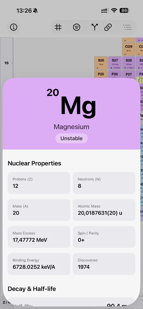 Nuclide Chart Screenshot 1
