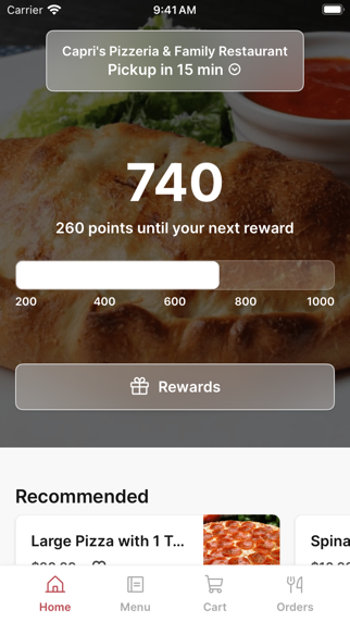 Capri's Pizzeria Family iPhone screenshot 1 - Food & Drink app