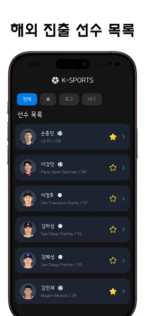 K-Sports : 해외파 스포츠 선수 기록 screenshot 1