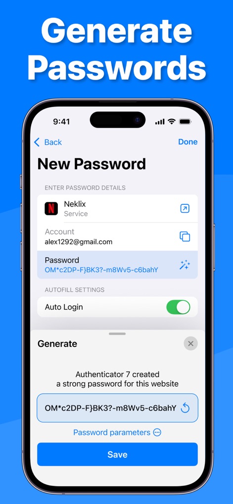Authenticator · - Cet outil permet de générer des mots de passe complexes et offre des paramètres détaillés pour une personnalisation avancée.